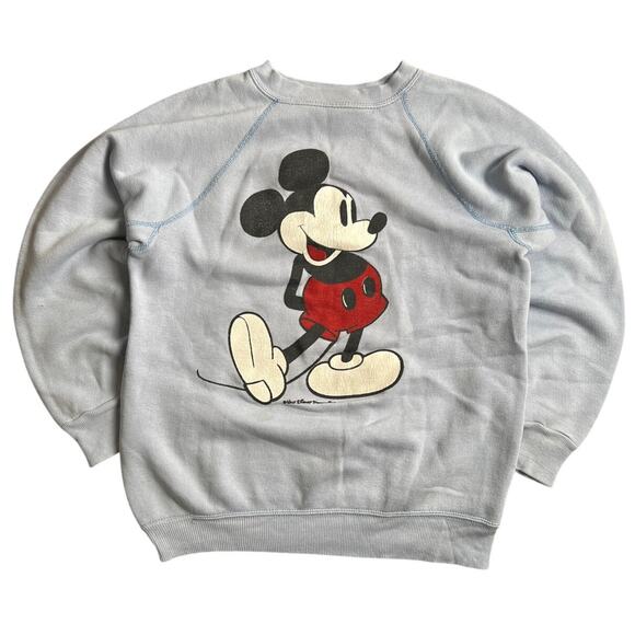 Vintage Walt Disney Pullover Crewneck Blue Made In USA 60S 70S Raglan Small - Picture 1 of 9